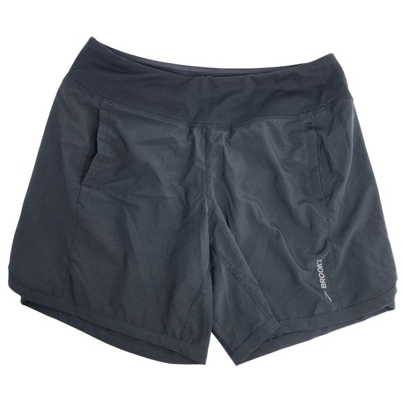 Brooks Shorts Women's Medium Running 7" Lined Black - Picture 1 of 6